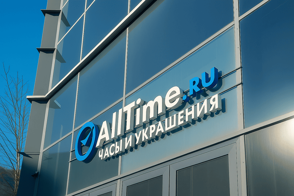 Кейс «Медиаград» Вывеска для магазина AllTime.ru — часы и украшения